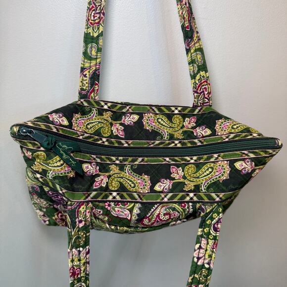 Vera Bradley Chelsea Green Paisley Print Zip Shoulder Bag Purse - Picture 6 of 10